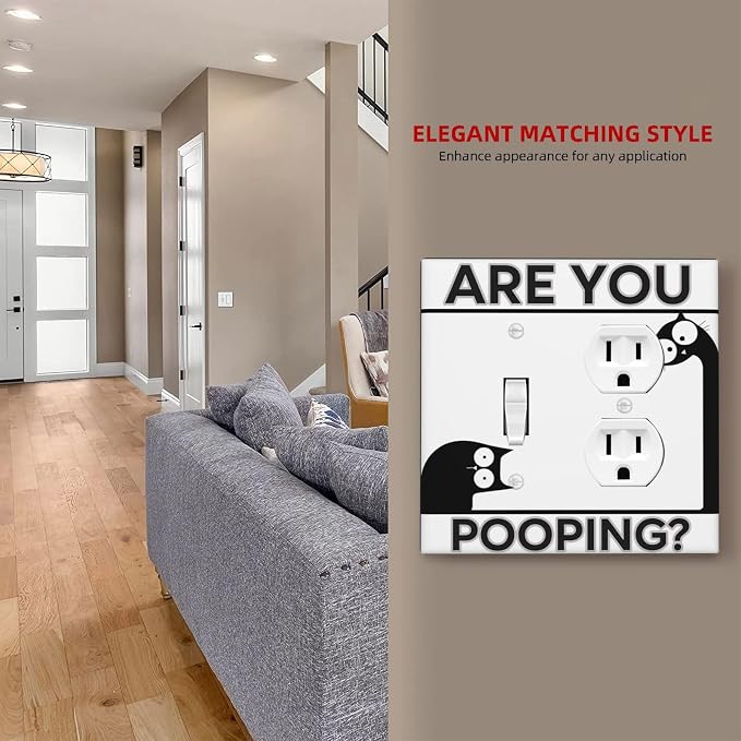 Decorative Outlet Covers Funny Bathroom Art with Are You Pooping 2 Gang Combination 1 Toggle/1 Duplex Light Switch Cover Gfci Wall Plate Electrical Receptacle Switchplate for Country Decor - Image 7