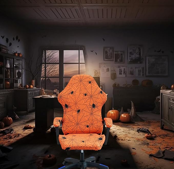Gaming Chair Covers Slipcovers, Stretch Removable Washable Computer Reclining Gaming Chair Protector Slipcovers with Armrest Cover (No Chairs) (Halloween-Spider Web01) - Image 2