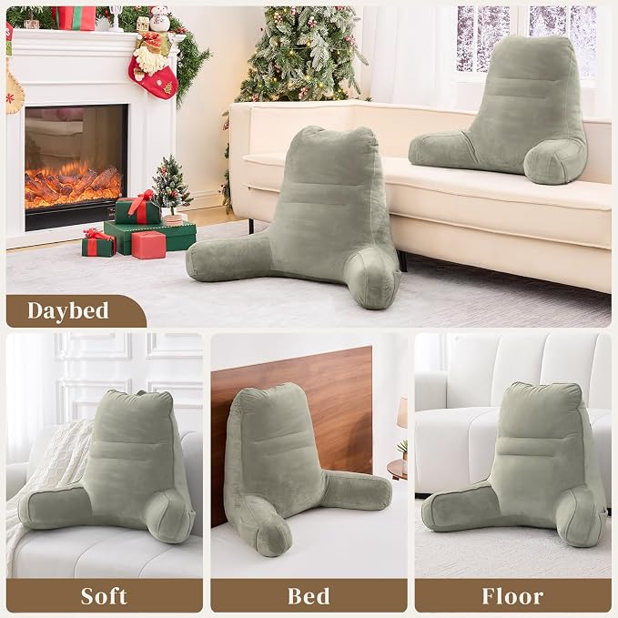 Sasttie Reading Pillow for Bed, Back Pillow for Sitting Up, Linen - Image 7