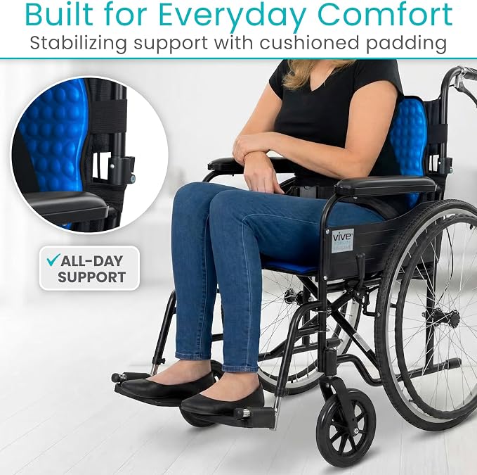 Vive Cooling Gel Wheelchair Backrest Cushion - Lumbar Support Board | Non-Slip, Adjustable Straps, Ideal for Office, Chair, Car, Gaming, Attach to Most 16–18" Wheelchairs, Gel Pillow - Image 7