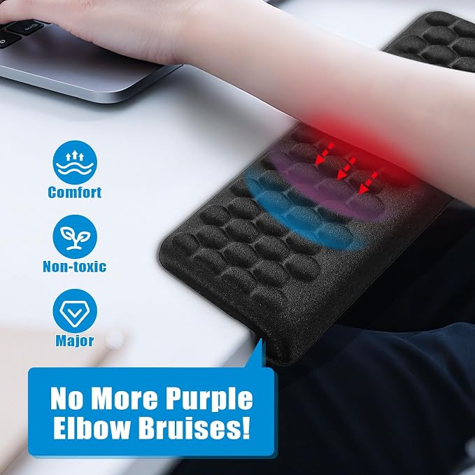 L-Shaped Desk Elbow Pads (2-Pack) - Adjustable Spacing Memory Foam Desk Edge Cushion for Forearm & Wrist Support, Ergonomic Desk Arm Rest for Office, Gaming - Image 5