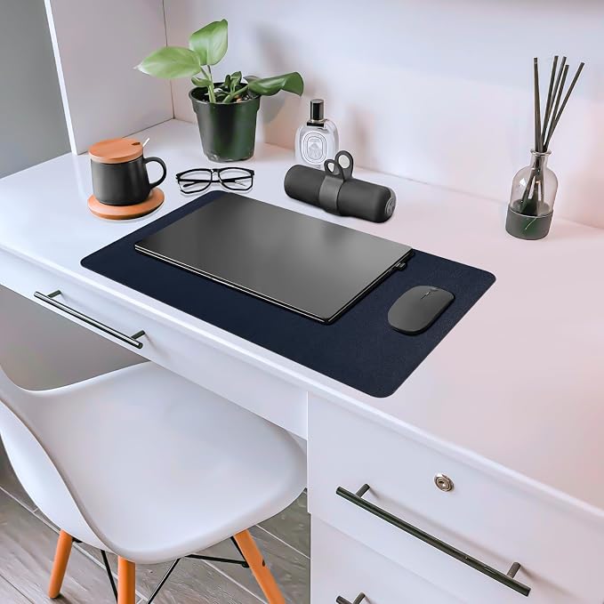 Leather Desk Pad Mat, Navy Blue Desk Mat, 23.6" x 13.7" | Non-slip and Waterproof Computer Mat, Desk Protector for Office/Home, Desk Accessories - Image 5