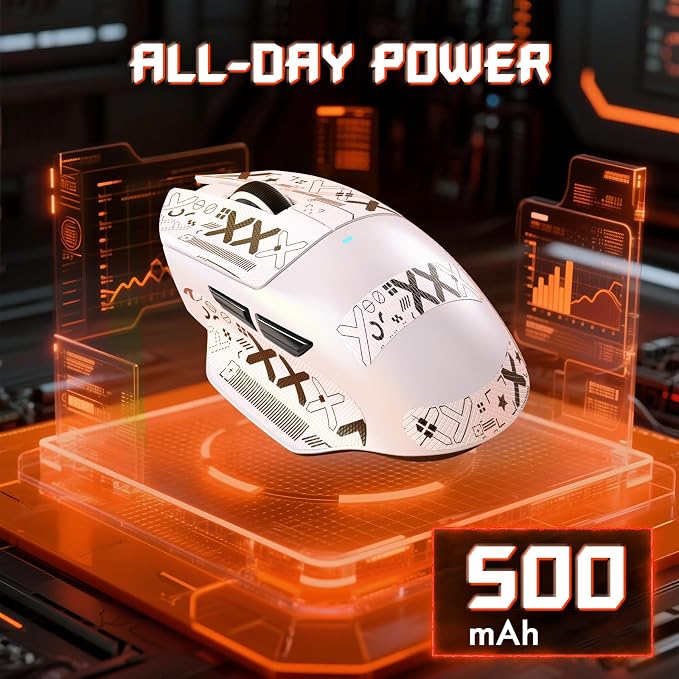 ATTACK SHARK V6 65g Wireless Gaming Mouse with RGB Magnetic Charging Dock,BT/2.4G Wireless/Wired Mouse with Tape 1K Polling,PixArt PAW3311 Sensor,25K DPI,Programmable Gamer Mice for PC/Win/Mac (White) - Image 7