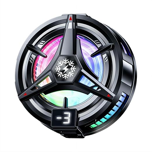 Protable Mobile Phone Cooler, Three-Speed Magnetic Cellphone Radiator with Temperature Display&Light, Rechargeable Phone Cooling Fan with Semi-Conductor Cooling Chip for Mobile Gaming Live Streaming by Unknown