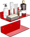 Sezanrpt 12 Inches Red Small Wall Shelves, Acrylic Bathroom Floating Shelves for Living Room, Bathroom, Bedroom, 2 Pack by Sezanrpt
