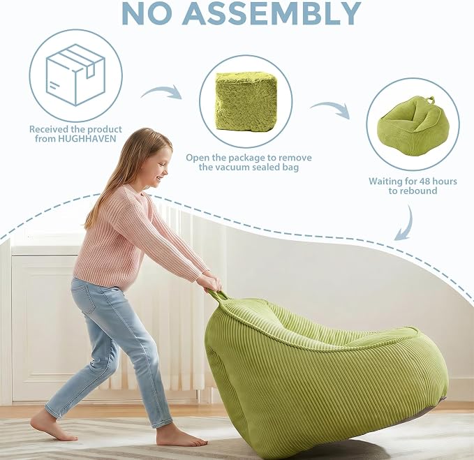 HUGHEAVEN Large Bean Bag Chairs for Kids, Bean Bag Chairs for Kids 8-12 | Comfy Bean Bag Sofa with Back Support, Big Bean Bag Couch & Chair for Bedroom, Floor Sofa for Relaxing and Reading - Image 6