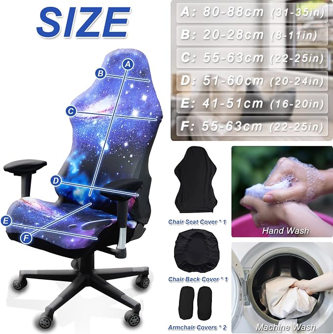 Gaming Chair Covers, 3D Printing Stretch Fit Scratch Resistant | Easy to install, Soft Breathable, Cat Scratch Proof, Washable Gaming Chair Seat Cover with Armrest Cover (No Chairs)(L) - Image 6