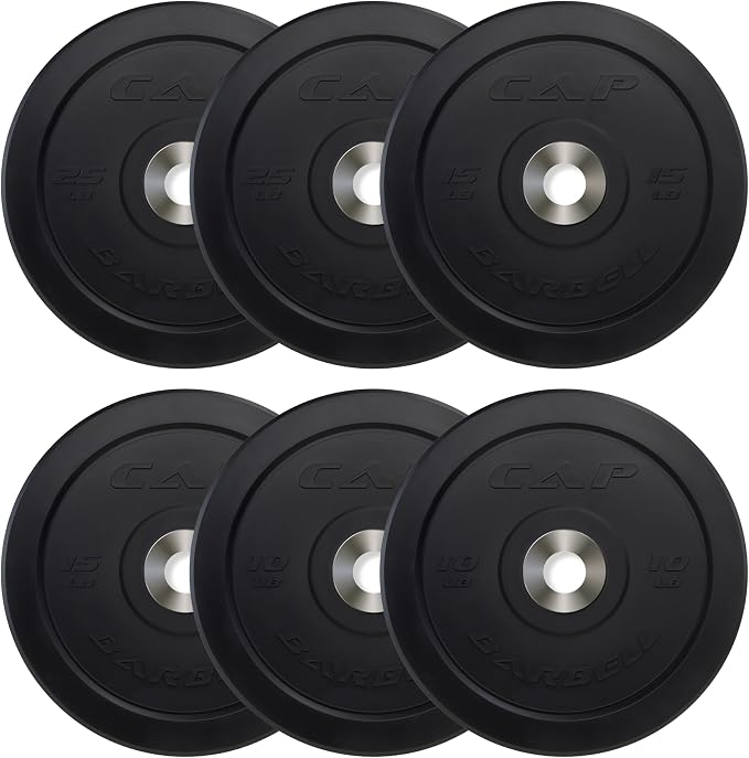 CAP 2-inch Olympic Bumper Plate Weight Set | 100-370 lbs | Multiple Colors | Storage Rack Optional by CAP