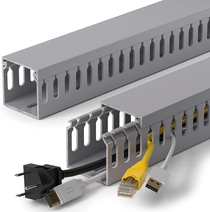 1.6"H x 1.6"W Cable Raceway, 99in Under Desk Wire Management Channel, Grey by ZhiYo