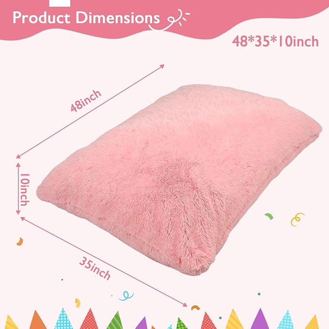 3 in 1 Kids Bean Bag Chair Bed, Kids Fluffy Stuffed Floor Pillow for Gaming and Reading, Ultra Soft Faux Fur Fabric Bean Bag Chairs to Lounger for Playroom, Living Room, Bedroom, Pink - Image 2