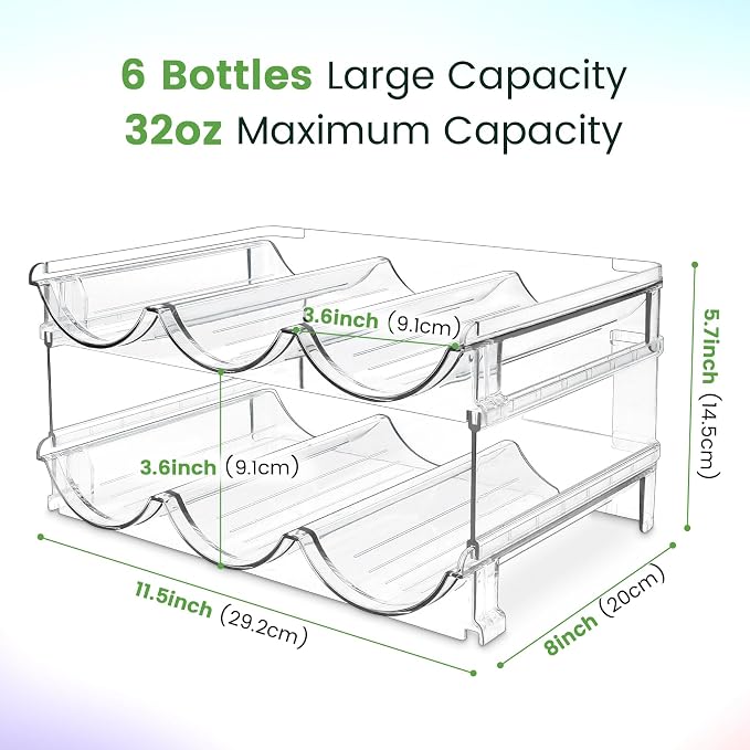 spospo Water Bottle Organizer for Cabinet, Water Bottle Storage Organizer, 2 Packs Water Bottle Storage Rack, Water Bottle Holder for Cabinet, Stackable Water Bottle Storage Rack - Image 3