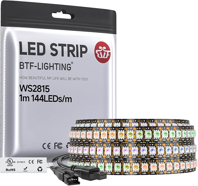 BTF-LIGHTING WS2815 LED Strip Light UL Listed 3.2FT 144 LED DC12V IP30 by BTF-LIGHTING