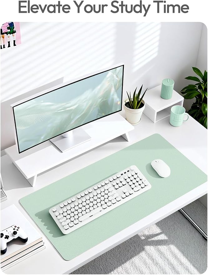 YSAGi Leather Desk Pad Protector, Office Desk Mat, Large Mouse Pad, Non-Slip PU Leather Desk Blotter, Laptop Desk Pad, Waterproof Desk Writing Pad for Office and Home (Pale Green,55" x 17.2") - Image 6