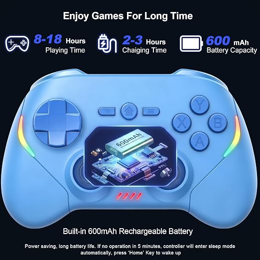 Megadream Phone Controller for PC/Switch 2|Swith/Android/iPad/Tablet/iPhone Controller - RGB light - Hall Effect Trigger/Joystick - Call of Duty, Roblox, Genshin Impact, Direct Play, Blue - Image 6