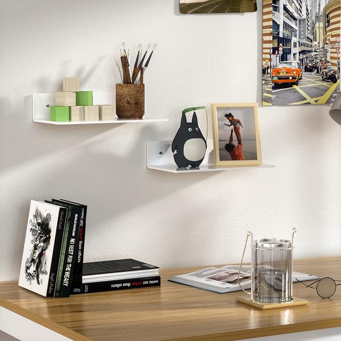 Sezanrpt 12 Inches Acrylic Wall Shelves 2 Pack, Floating Shelf for Wall Mounting, Acrylic Display Ledges for Funko Pop Figures, Home Décor, Living Room, Gaming Room, Plants(12 inch, White) - Image 6
