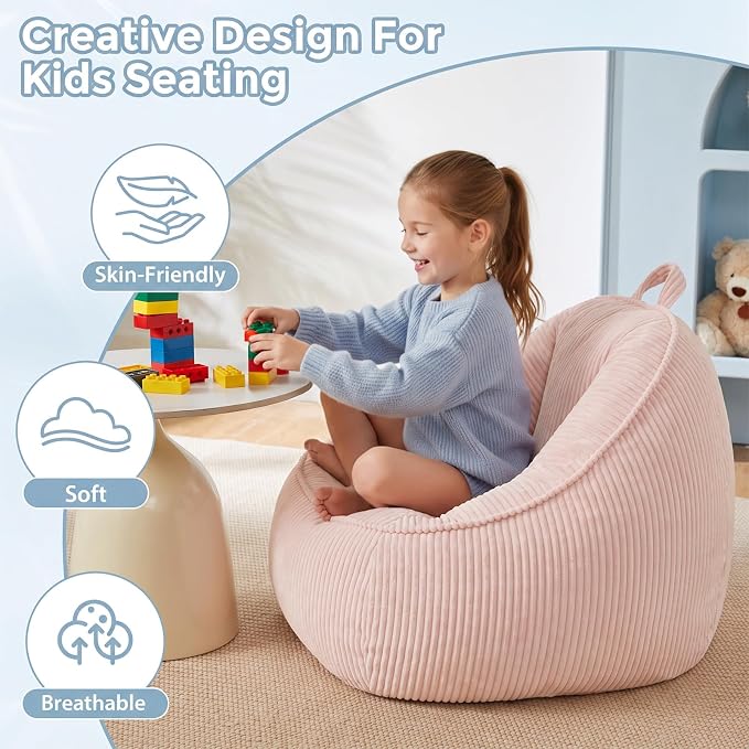 HUGHEAVEN Comfy Kids Bean Bag Chair, Soft Bean Bag Seat for Boys and Girls | Bean Bag Chair for Kids, Cozy Reading Chair & Stuffed Floor Sofa, Floor Chair for Gaming, Reading, Lounging & TV - Image 4