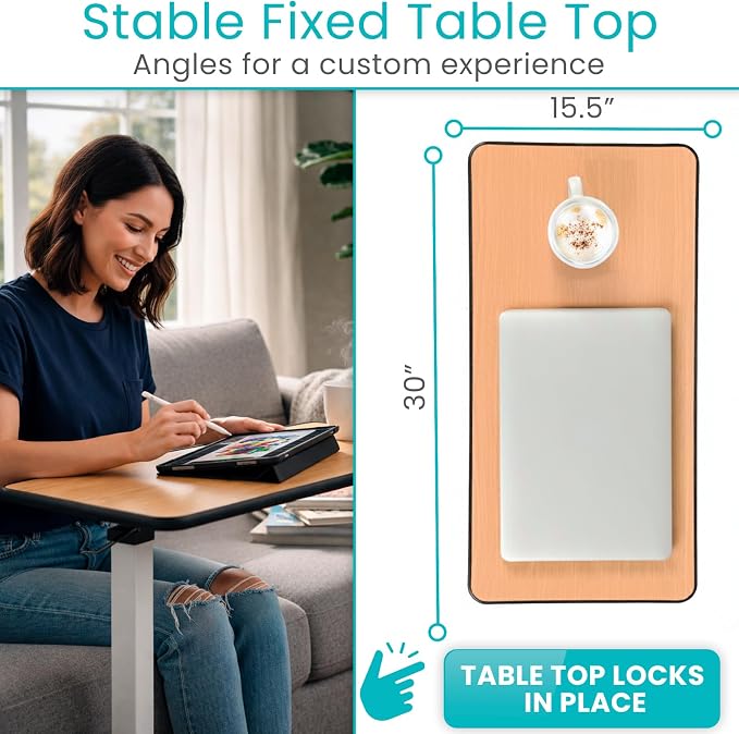 Vive Overbed Table (XL) - Hospital Bed Table - Swivel Wheel Rolling Tray - Image 2
