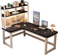 Modern L-Shaped Gaming Desk with DIY Pegboard, Corner Computer Table with Bookshelf and Storage Shelves, Sturdy White Metal Frame, Writing Workstation for Small Spaces(Black,Left,70.9in) by Unknown