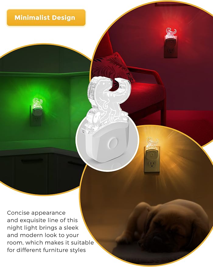 L LOHAS LED Dinosaur Night Light for Kids, Nightlight Plug in, Dusk-to-Dawn - Image 5