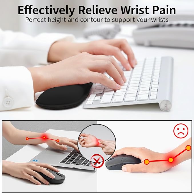Bloss 2 Black Wrist Rest for Mouse & Keyboard, Ergonomic Wrist Support - Image 3