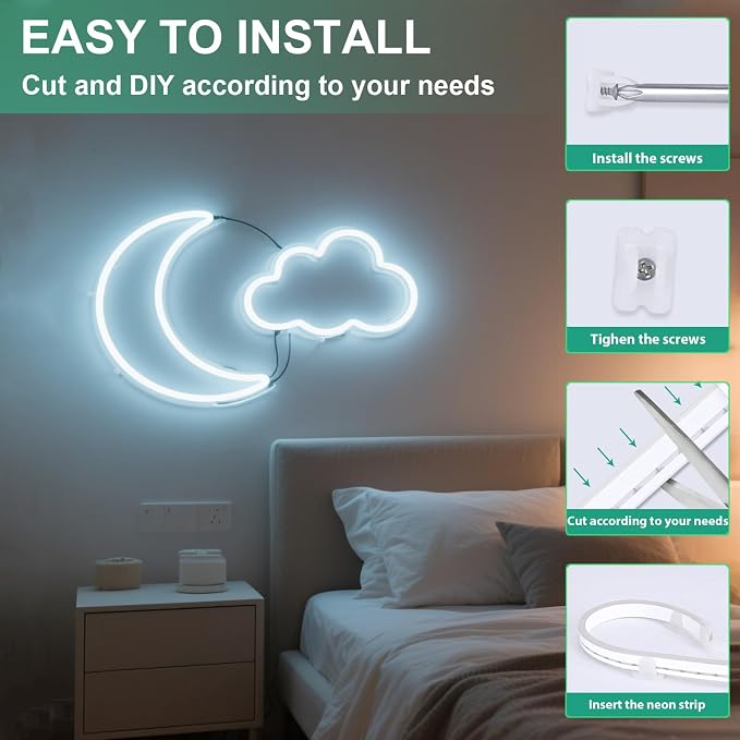 16.4FT White Neon Light Strip Waterproof, 5V USB White Led Strip Lights with Touch Controller,Cuttable Flexible Silicone Neon Rope Light for Bedroom, Party, Home Decor, Poster Lights - Image 5