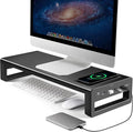 Vaydeer Wireless Charging and USB 3.0 Monitor Stand, Monitor Riser for Desk with Storage, Single Shelf Holder Raiser Organizer for Computer iMac Laptop PC Screen, Heavy Duty Gift Gaming Studio Office by Vaydeer