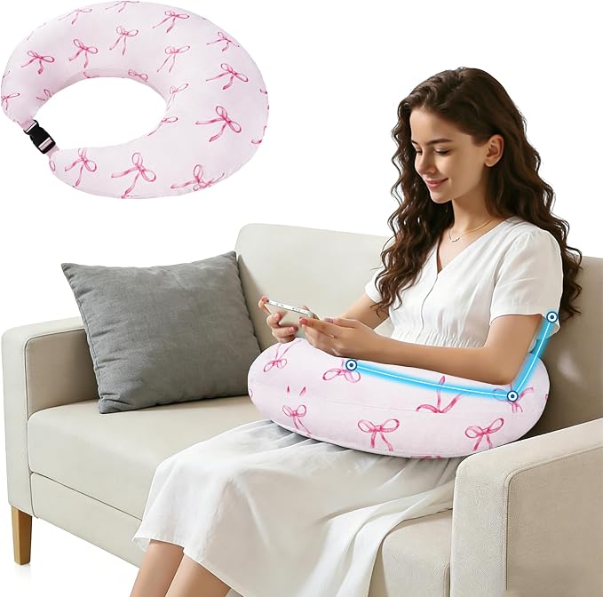 Crafting Pillow for Crocheting, Crochet Pillow for Lap Support, 12 Fun Print Styles, Ergonomic Arm Support, For Bed, Floor, Chair Comfort, Pain Relief and Fatigue for Gaming and Woking (Bow Tie) by Unknown