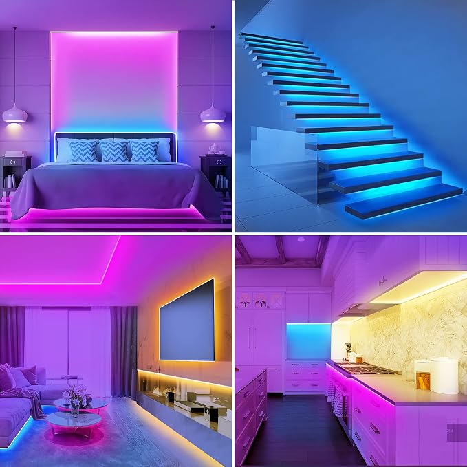 Keepsmile 65.6ft Led Lights for Bedroom,Bluetooth Smart APP Control Color Changing RGB Led Strip Lights with Remote Control Led Lights for Room Kitchen Party Home Decoration - Image 6