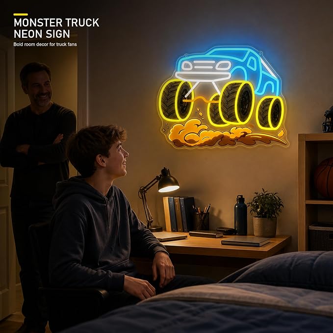 CULOIS Monster Truck Neon Sign for Boys Room, Dimmable LED Car Neon Light - Image 2