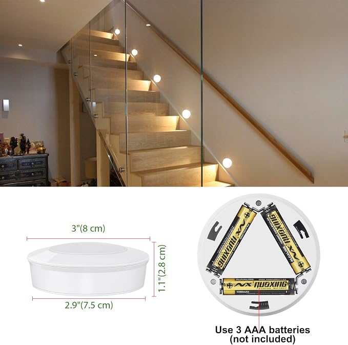 Puck Lights with Remote , Wireless Under Cabinet Lighting,Color Changing Tap Lights with Dimmer and Timer, AAA Battery Operated Light Push Lights Stick on for Closet, Bedroom Wall, Under Cabinet - Image 6