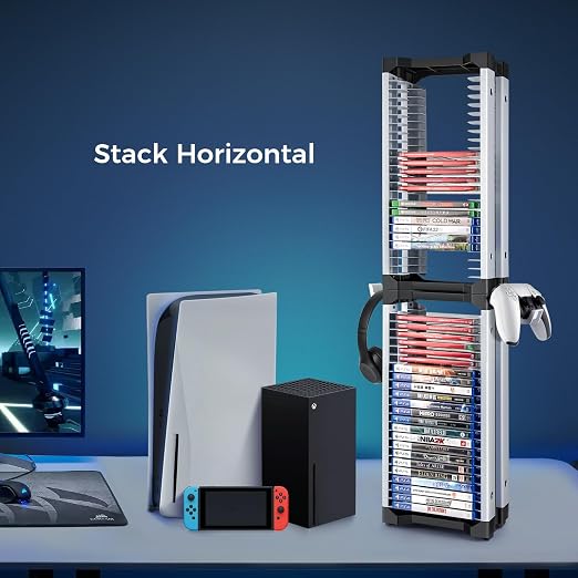 ASFSKY Video Game Storage Tower, 46-Game Organizer with 2 Controller Hooks - Image 6