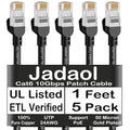 Jadaol [UL Listed Cat 6 Ethernet Cable 1ft 5Pack 10Gbps 24AWG PoE++, Black by Jadaol