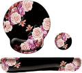 Keyboard Wrist Rest Pad Mouse Pad with Wrist Support Set of 3, Mousepad with Non-Slip Rubber Base, Ergonomic Memory Foam Mouse Wrist Cushion Support for Home Office Laptop Computer Gaming, Flowers by LIZPARE