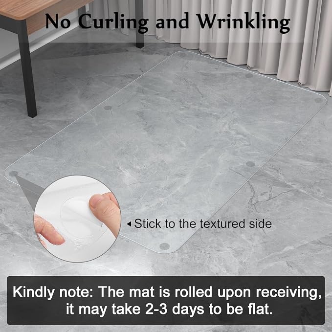 Blvornl Office Chair Mat for Hard Wood Floor, Sturdy Plastic Protector Floor Mat for Office Chairs, Rectangle Transparent PVC Computer Hard Floor Chair Mat for Desk, Office, Home (Clear, 47 X 47in) - Image 4