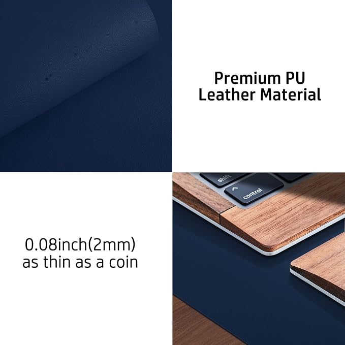 Aothia Leather Desk Pad Protector, Mouse Pad, Office Desk Mat, Non-Slip PU Leather Desk Blotter, Laptop Desk Pad, Waterproof Desk Writing Pad for Office and Home (Dark Blue,23.6" x 13.7") - Image 7