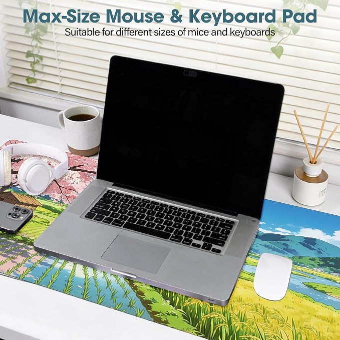 Desk Mat 31.5x15.7 Inch for Office - Extra Large Mouse Pad, Lake | Protects Desk from Scratches and Spills, Non Slip with Stitched Edges - Image 6