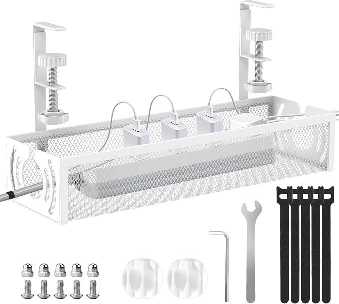 Cable Management, 15'' Under Desk Cable Management Tray No Drill by LOVJOYSE