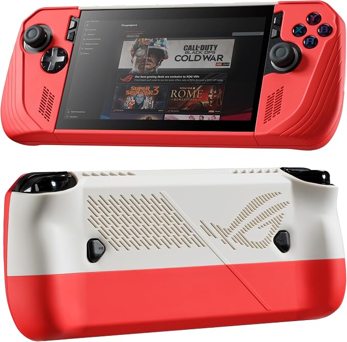 UYIYE Case for ROG Ally X 2024 Anti-Slip Rubber Protective Shell,White Red by Unknown