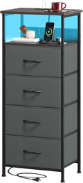 Somdot Tall Nightstand with 4 Drawers, Charging Station & LED Light by Somdot
