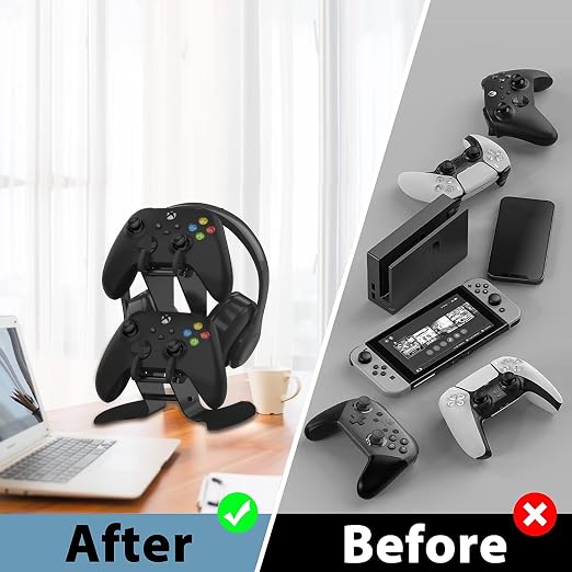 DOYO Controller Stand Organizer for Desk, Universal Headphone Stand for Xbox PS5 PS4 Switch, Headset Holder & Desk Mounts, Gaming Desk Accessories Controller Holder, Gaming Equipment Headset Holder - Image 6