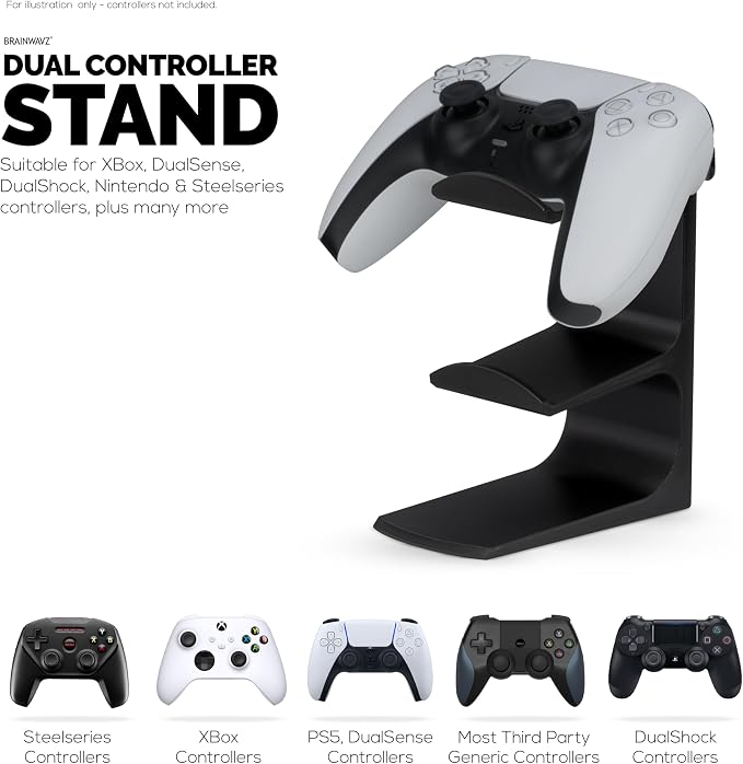 BRAINWAVZ The Sentinel - Dual Game Controller Stand for Desks, Universal Design for All Gamepads - Black - Image 2