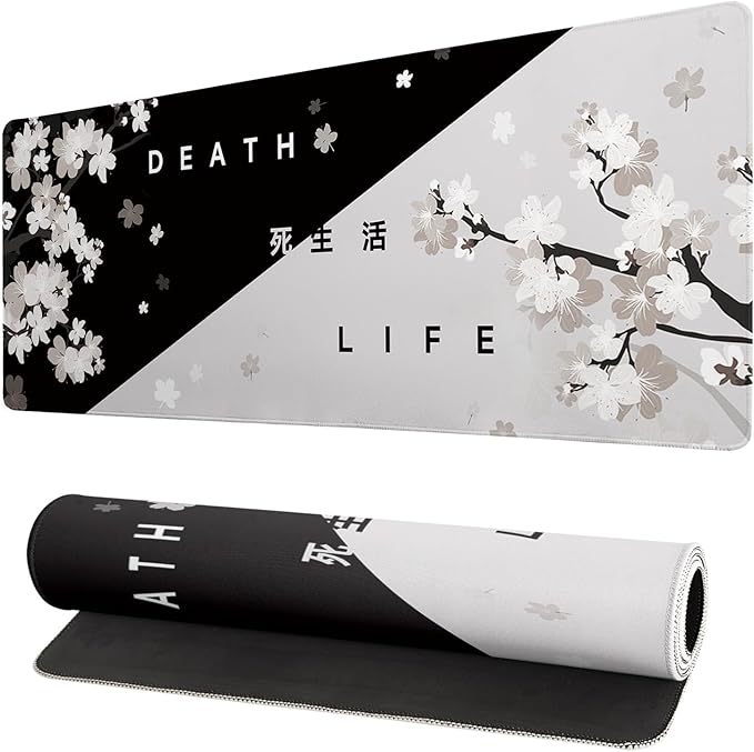 Extended Gaming Mouse Pad, Large Gaming Mouse Waterproof with Stitched Edges, Non-Slip Desktop Pad for Home and Office, Level Up Your 31.5x11.8 Inch… (Black and White Life) by Brecoy