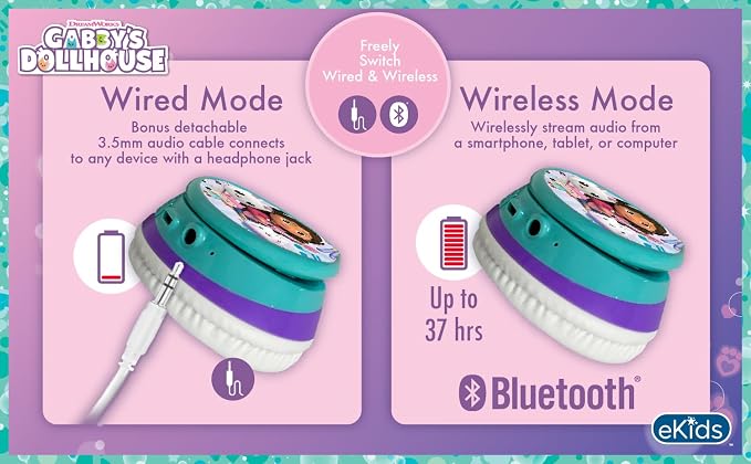 Gabbys Dollhouse Bluetooth Headphones for Kids, Wireless Headphones - Image 6