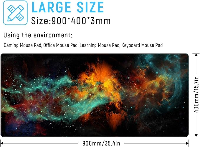 JIALONG Gaming Mouse Pad Desk Mouse Mat Large Size 35.4 x15.7inches Comfortable XXL Mousepad for Work Gaming Office Home - Image 2