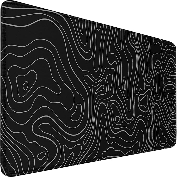 Large Extended Gaming Mouse Pad, 31.5x15.7 inch Computer Keyboard Mouse Mat, Water Resist Non-Slip Mousepad Rubber Base Long XXL Desk Mouse Pad for Gaming, Office & Home, Black White Lines by Naukay