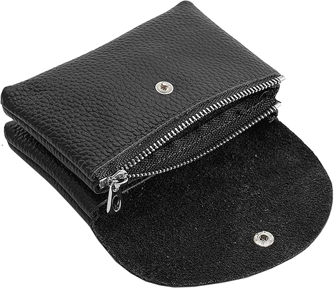 Genuine Leather Mini Change Wallet, Multifunction Zipper Pocket Key Credit Card Headset Lipstick Organizer (Black) by Unknown