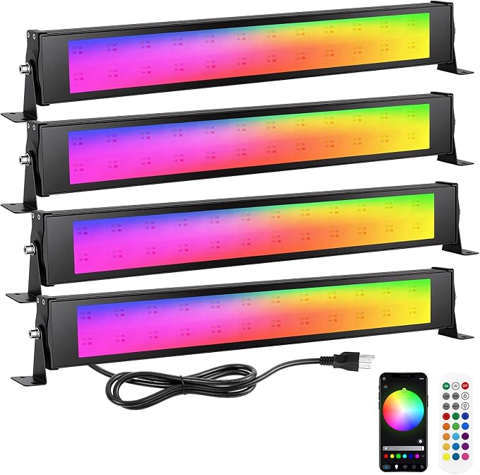 RIGIDON 4 Pack 28W LED Wall Washer Light, Dimmable Music Sync RGB Light Bar by RIGIDON