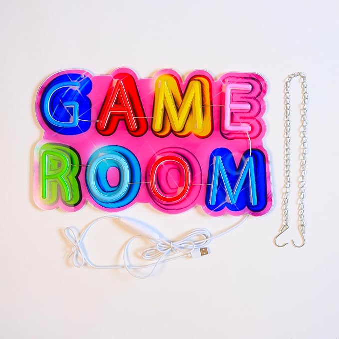 Game Room Neon Sign,Game Neon Lights Wall Decor for Internet Cafe, Gaming Room, Man cave, Bedroom Gift Art for Boys Girls Fans Gamer-15.8 x 9.61 IN-USB Powered-Acrylic - Image 7