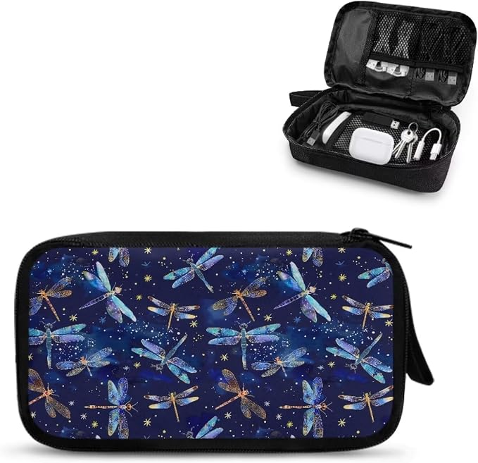 Galaxy Dragonfly Print Cable Organiser Bag, Electronic Accessories Bag for Travel, Waterproof Cord Storage Organizer for Hard Drives, Cables, Chargers, Power Bank by Unknown