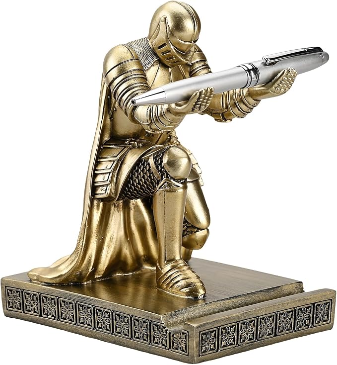 Windbreaker Soldier Knight Pen Holder Personalized Desk Accessory Bronze by CYXStar